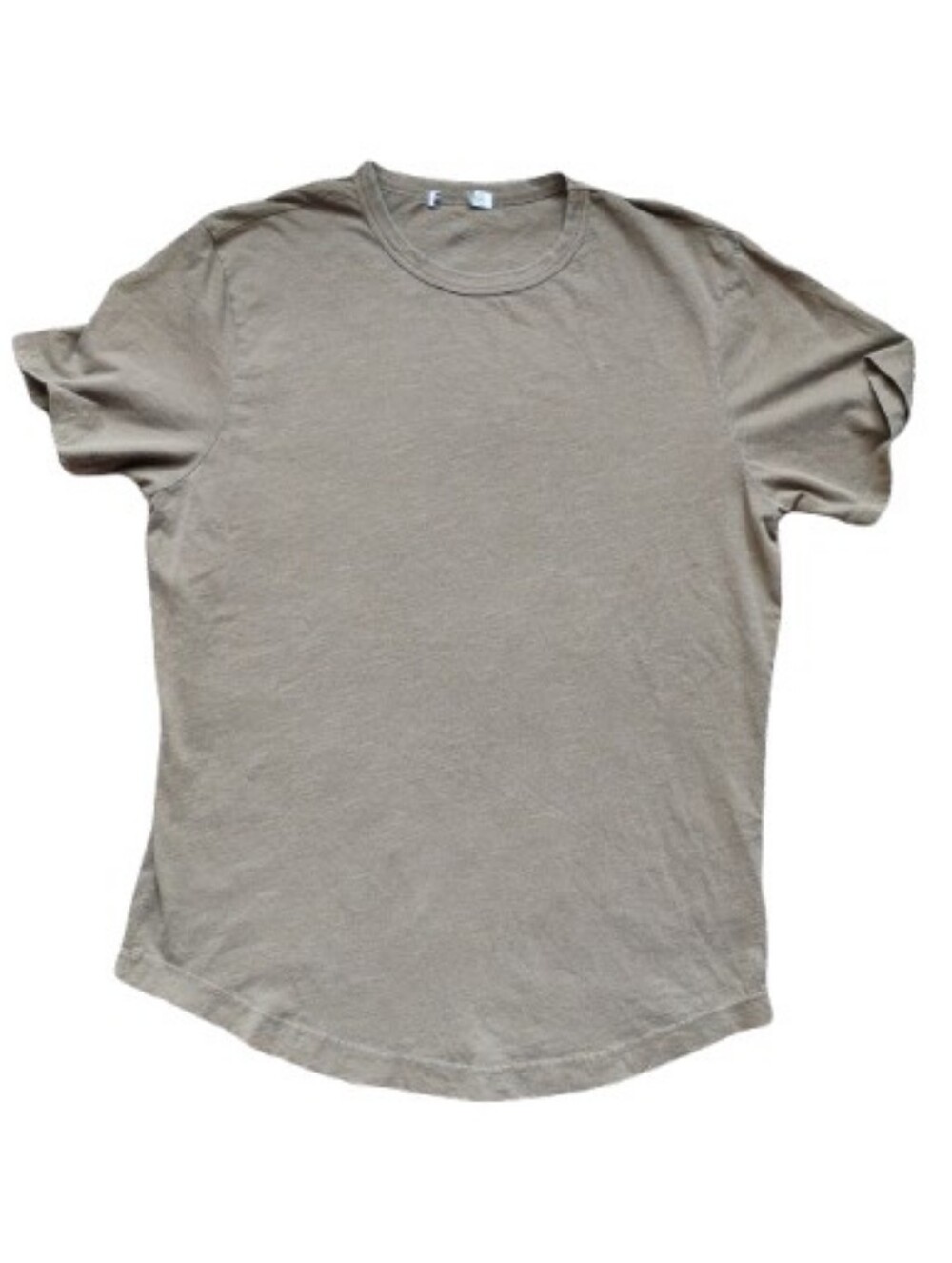 NWOT Buck Mason Olive Green Curved Hem 100% Cotton Tee Shirt Medium